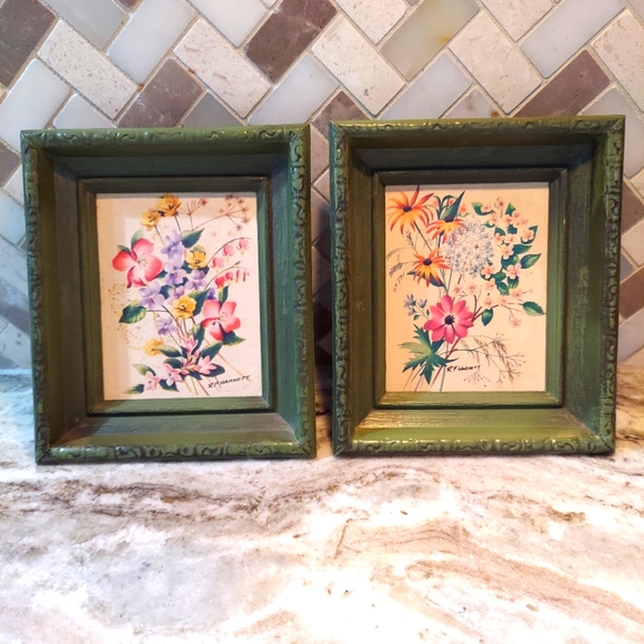 Vintage set of 2 R F Harnett 1960's paintings - Picture 1 of 4